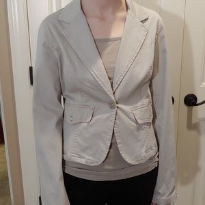 NWOT Plugg Grey denim jacket w/pink sticthing